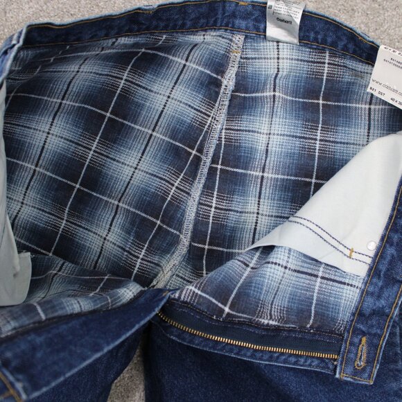 Carhartt Flannel Lined Jeans NWT Mens 40x30 Blue Relaxed Fit 5-Pocket Denim - Picture 15 of 16